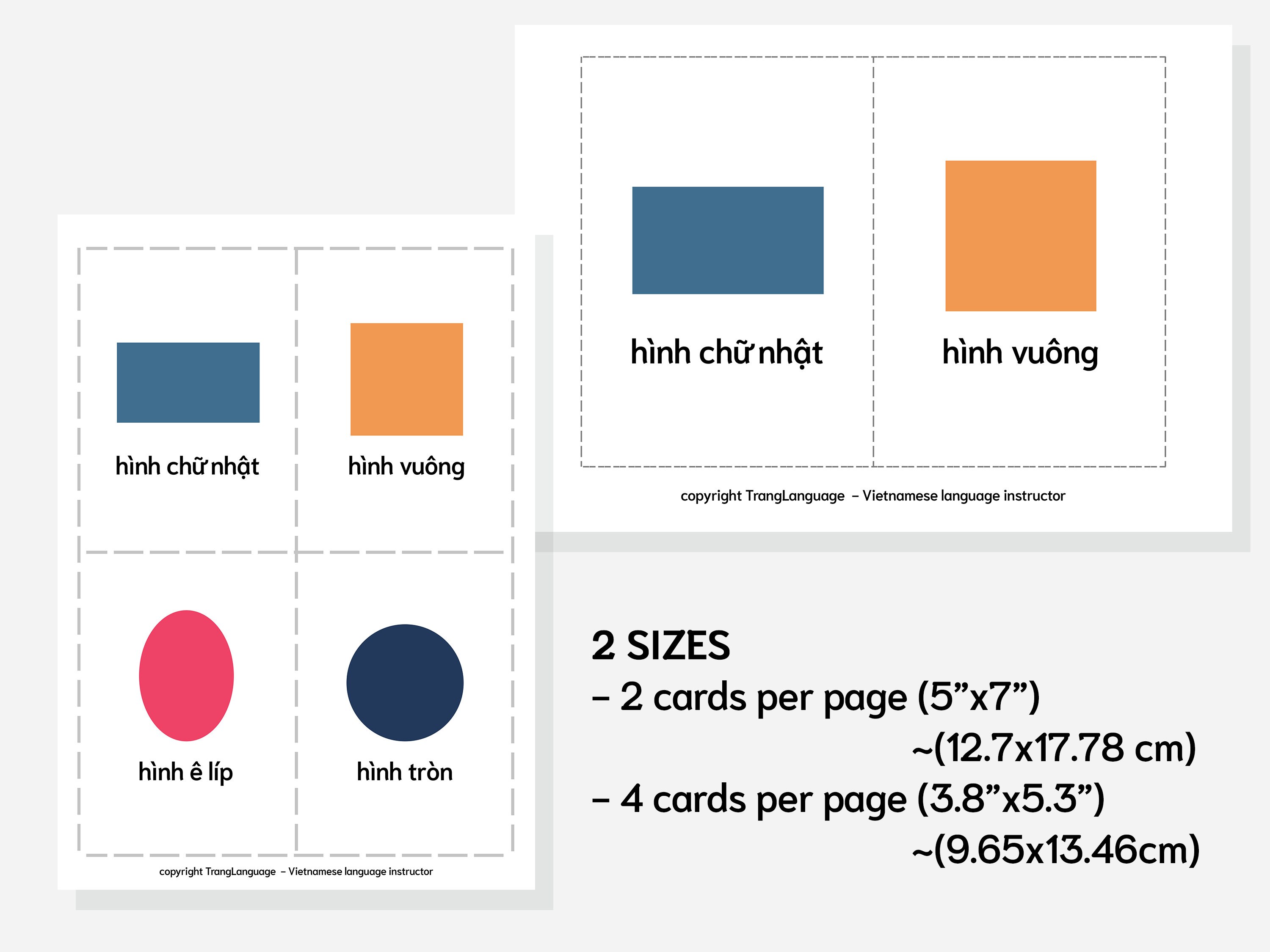 Vietnamese Geometric Shape Printable Flashcard instant Etsy