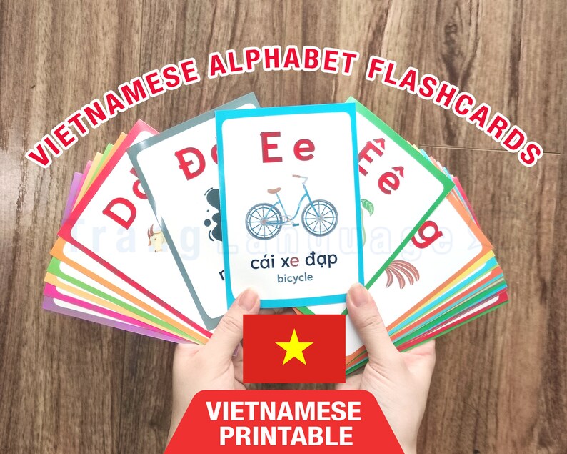 PRINTABLE Vietnamese Alphabet Flashcards Instant Download Etsy