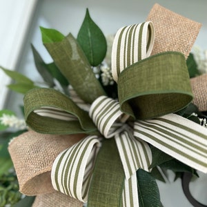Floral Monogram Custom Wreath for your front door, Personalized Letter Door Hanger, Rustic Modern Home, Initial Greenery everyday wreath Moss Green/Burlap