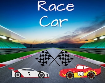 Pacote de imprimíveis para festa de aniversário de carro de corrida