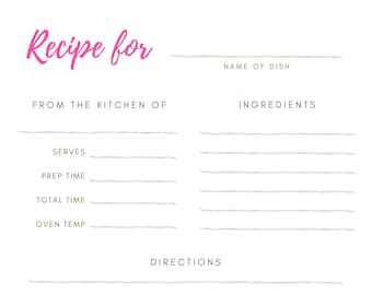 Página para impressão da receita, página da receita Pink Flowers 8,5" x 11" para fichário, páginas do livro de receitas, download digital