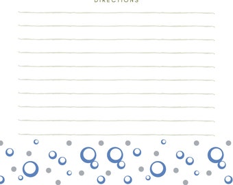 Página para impressão da receita, página da receita Blue Bubbles 8,5" x 11" para fichário, páginas do livro de receitas, download digital