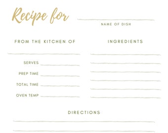 Página para impressão de receita, página de receita Giraffe Print 8,5" x 11" para fichário, páginas de livro de receitas, download digital