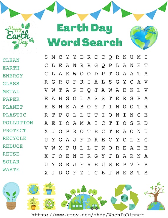 Earth Day Word Search | Etsy