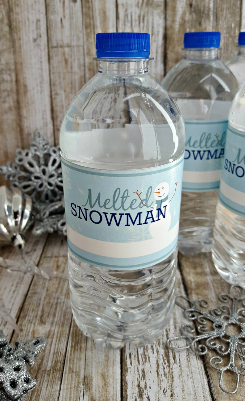 Melted Snowman Printable Water Bottle Labels Etsy