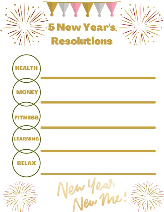 5 New Years Resolution #39 s Printable Etsy