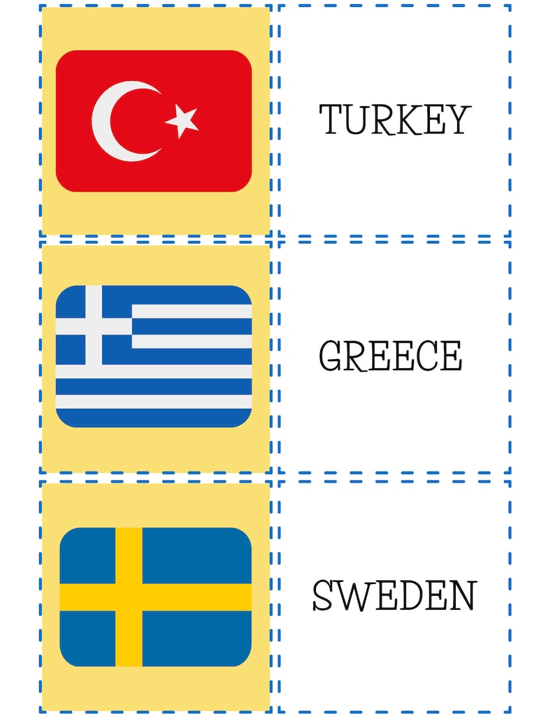 120 Flags of the World Matching Game With Printable Flash Cards Etsy