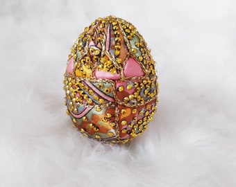Handmade kimekomi sparkly egg, handmade decoration, home decor, ornament, shinny decoration, gift