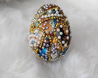 Handmade kimekomi sparkly egg, handmade decoration, home decor, ornament, shinny decoration, gift