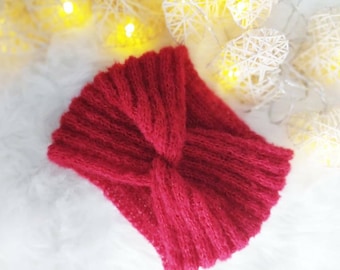 Hand-knitted headband alpaca blanded with mulberry silk, gift for her, handmade headband, turban, soft, unique, made for order.