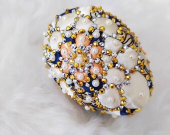 Handmade kimekomi sparkly egg, handmade decoration, home decor, ornament, shinny decoration, gift