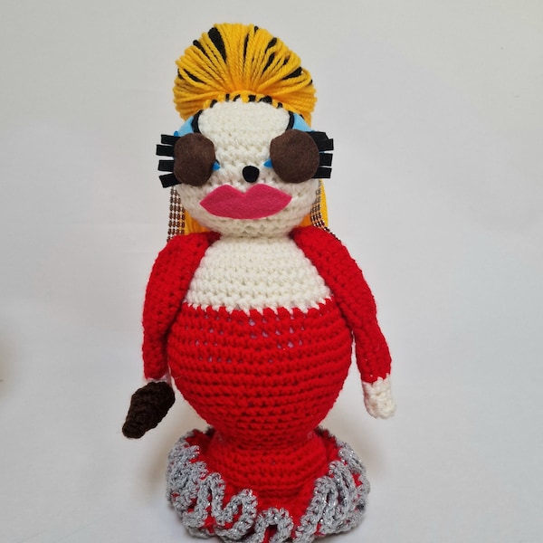 Divine inspired crochet art doll from the John Waters film "Pink Flamingos'...