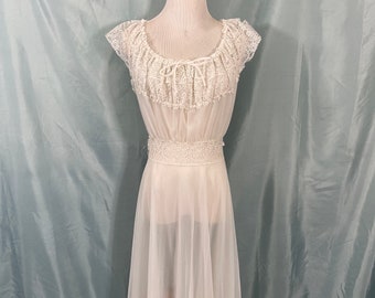 1950s Vintage Sheer Nightgown with Lace