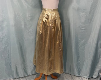 1960s Vintage Gold Lamé Pleated A-Line Skirt