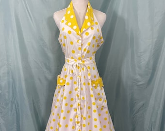 1980s Vintage Yellow Polka Dot Sundress