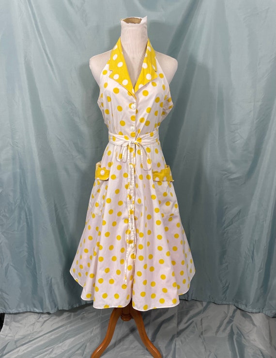 1980s Vintage Yellow Polka Dot Sundress