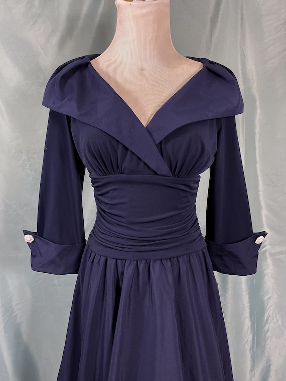 1950s Vintage Style Navy Blue Cocktail Dress - image 3