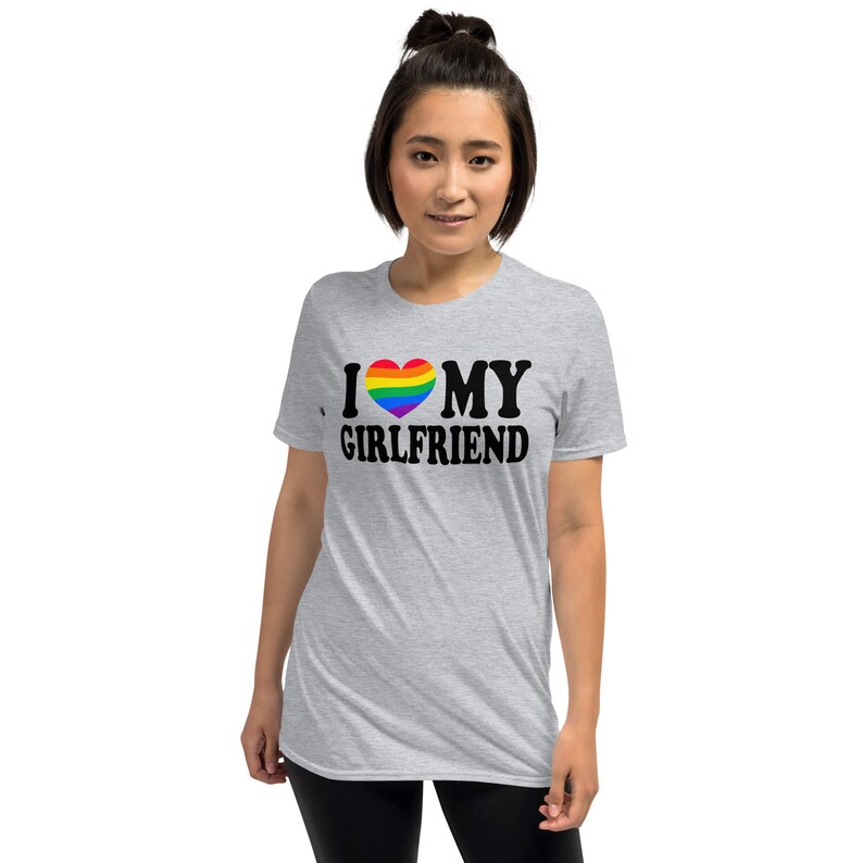 I Love My Girlfriend Cute Relationship Status Life Partner Quote Humor Rainbow Pride Heart Short-Sleeve Unisex T-Shirt