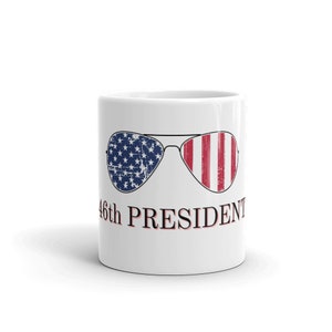 Joe Biden 46th President Patriotic Aviator Sunglasses Political Humor Ceramic Mug