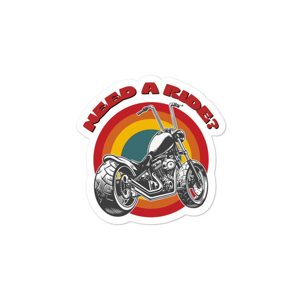 Brauchst du eine Mitfahrgelegenheit?  Retro-Regenbogen-Sonnenuntergang-Weinlese-Motorrad-Kuss-Schnitt-Vinylaufkleber  - Etsy Österreich, image size:1000x1000