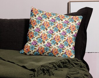 Vintage Floral Multiple Flower Premium Pillow
