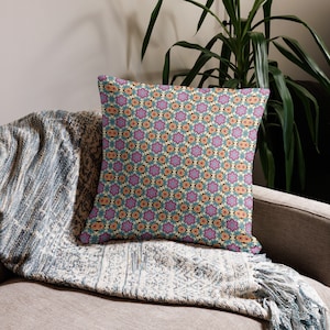 Vintage Floral Honeycomb Premium Pillow