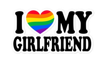 Ik hou van mijn vriendin Leuke op tekst gebaseerde relatiestatus Levenspartner Pride Rainbow Heart Vinyl stickers