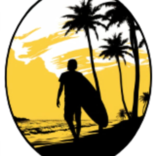 Surfer Silhouette SVG PNG Digital Download Seascape Landscape Sunset digital files