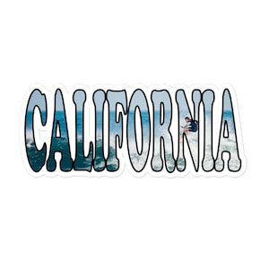 CALIFORNIA Text Based Ocean Graphics & Funny Surfing Culture Quote Humor Vinyl stickers