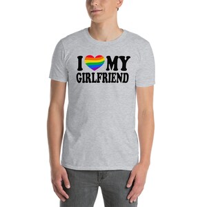 I Love My Girlfriend Cute Relationship Status Life Partner Quote Humor Rainbow Pride Heart Short-Sleeve Unisex T-Shirt