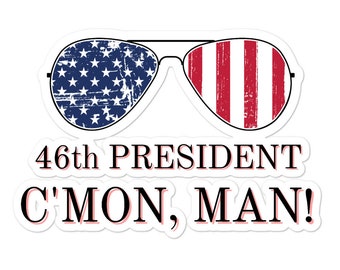 Joe Biden 46e President Cmon Man Patriottische Aviator Zonnebril Democratische Politieke Humor Vinyl stickers