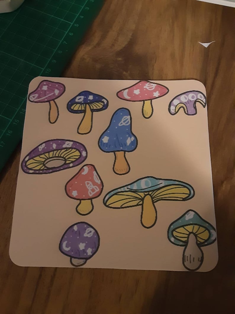 Space mushrooms print and stickers