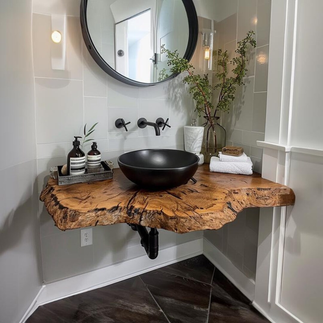 Live Edge Floating Shelf Bathroom Vanity Shelf Live Edge Shelf Vanity ...