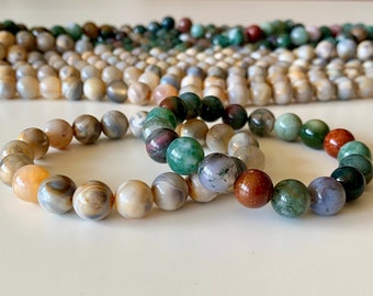 Sale Agate Natural Semi Precious Gemstone Beaded Bracelet Balance /& Harmony