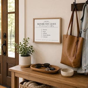 Before You Leave Checklist Printable, Family or Dorm Entryway