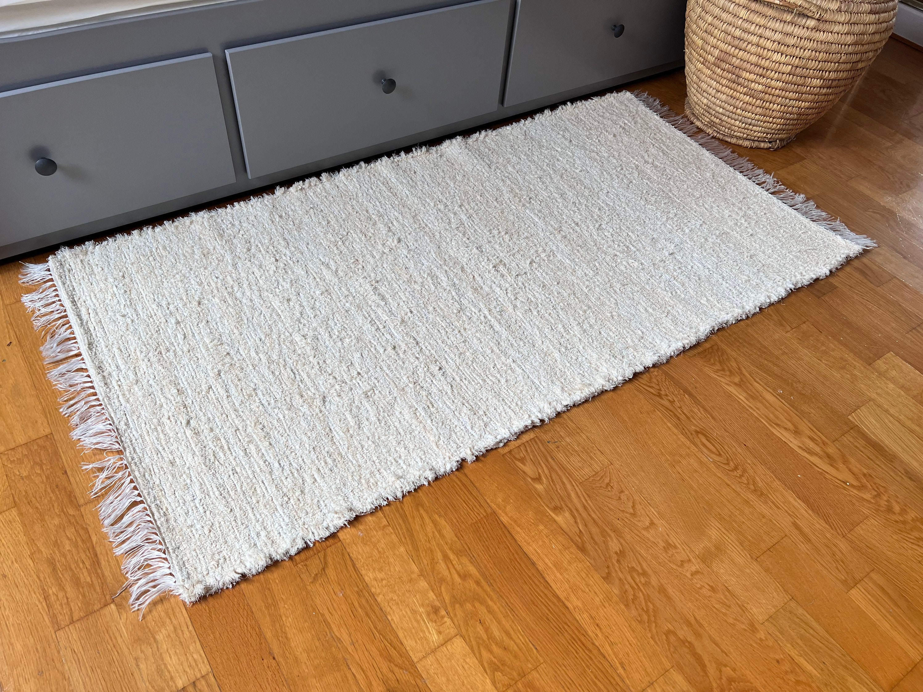 Tapis Artisanal, Tisses A La Main Lavable, Éco-Responsable, Réversible. Décoration Pratique et Origi