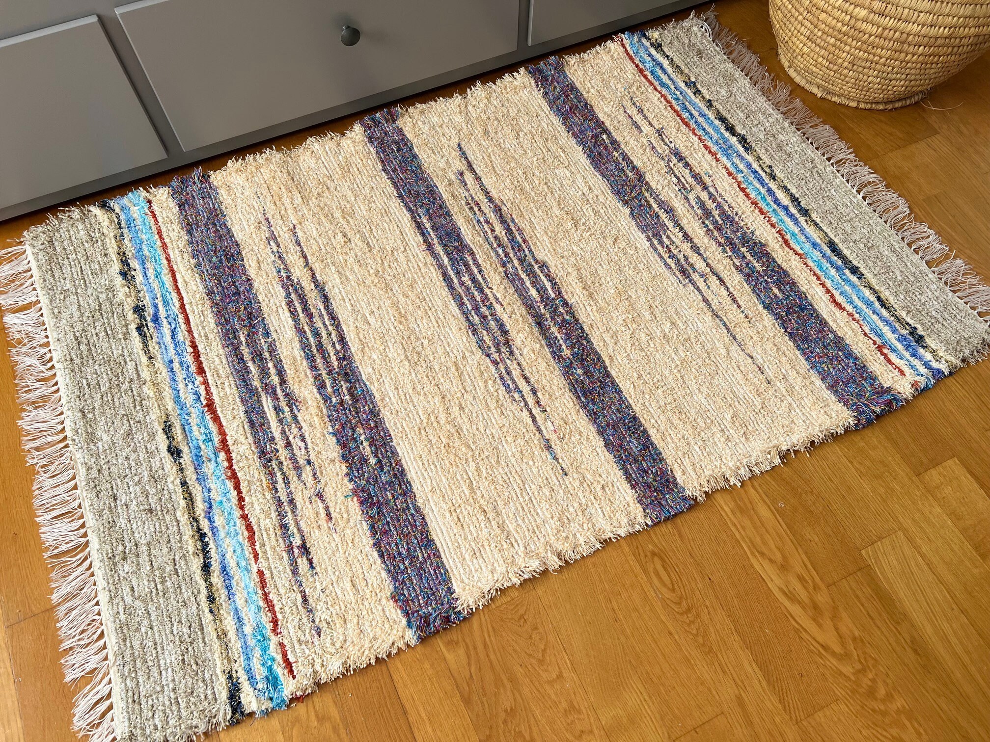 Tapis Artisanal, Tisses A La Main Lavable, Éco-Responsable, Réversible. Décoration Pratique et Origi