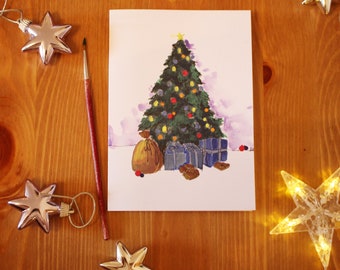 Original hand painted Christmas card