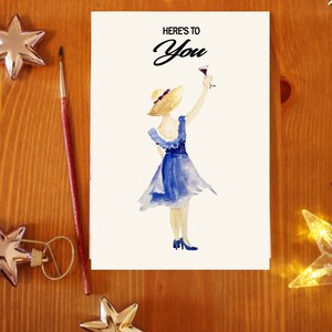 Tarjeta de felicitación vintage, tarjeta de felicitación, tarjeta pintada a mano