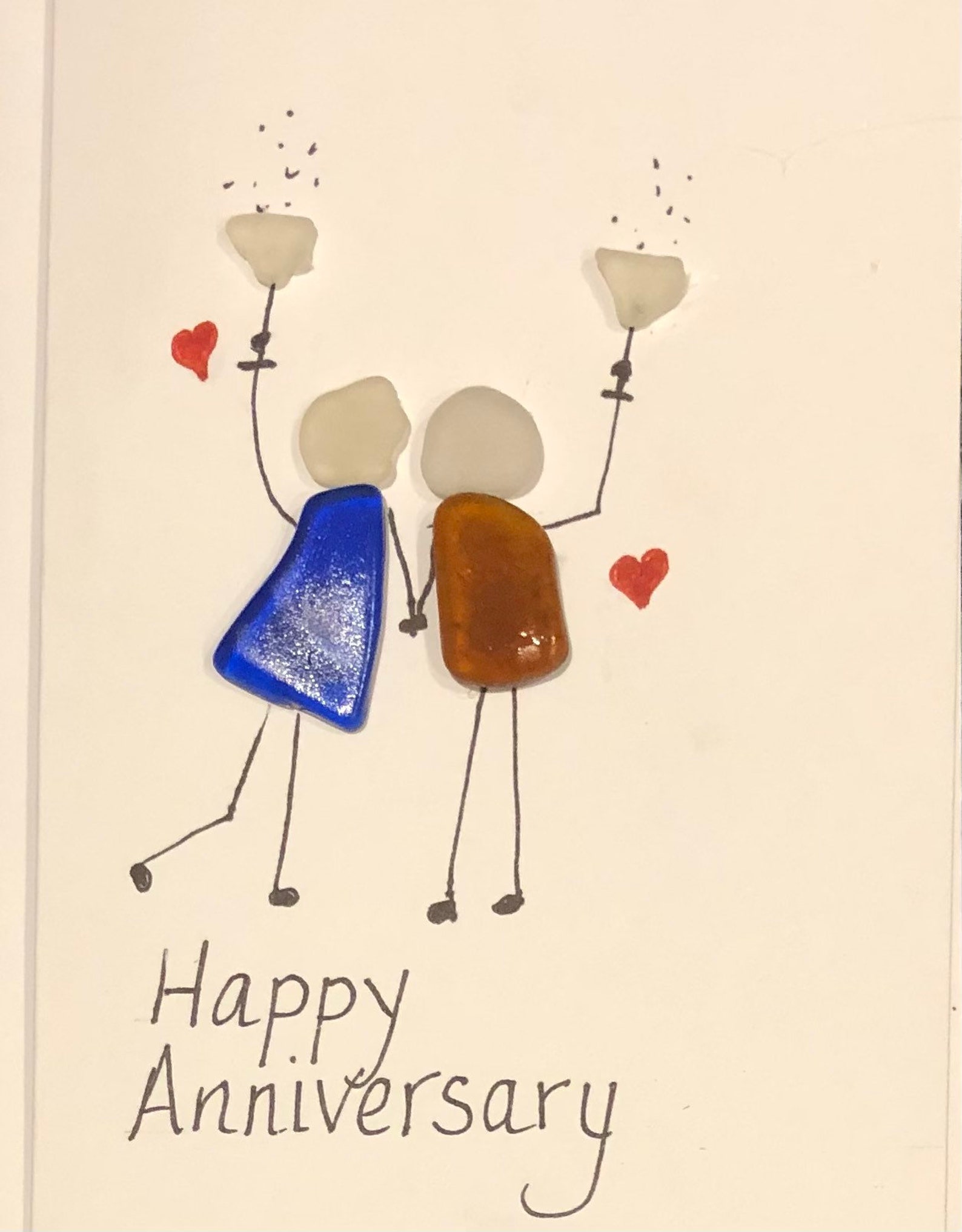Sea glass anniversary card Etsy