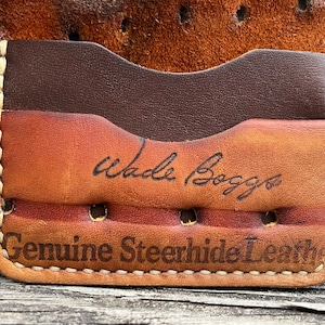 Cartera con guante de béisbol vintage hecha a mano con autógrafo de Wade Boggs Louisville Slugger, modelo LPS26B, tarjetero, minimalista