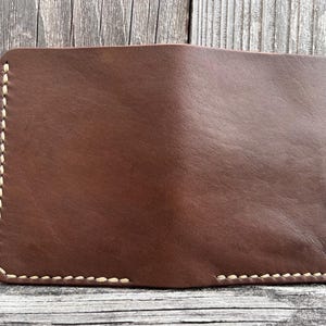 Cartera de cuero hecha a mano - Cartera plegable - Cosida a mano, Cartera con bolsillo frontal, Cartera minimalista