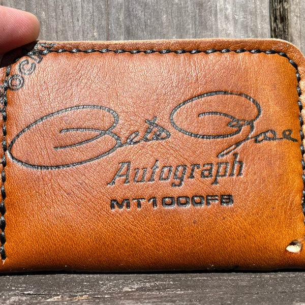 Handmade Vintage Pete Rose Mizuno Autograph Model MT1000FB Baseball Glove Wallet - Removeable Brass Money Clip - Minimalist - Front Pocket