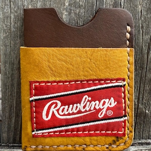 Cartera minimalista con diseño de guante de béisbol Rawlings: billetera con bolsillo frontal y tarjetero