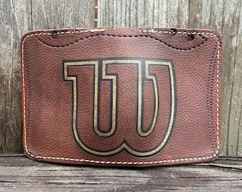 Vintage - Wilson NCAA - Collegiate Full Grain Leather Football Wallet / Card Holder - Minimalist