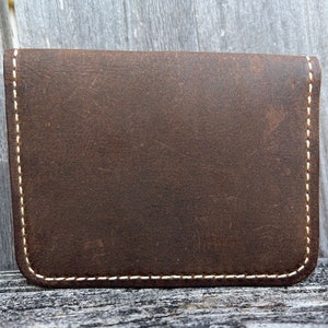 Cartera de piel de Caballo Loco hecha a mano - Cartera plegable - Tarjetero - Cartera con bolsillo delantero - Cartera minimalista