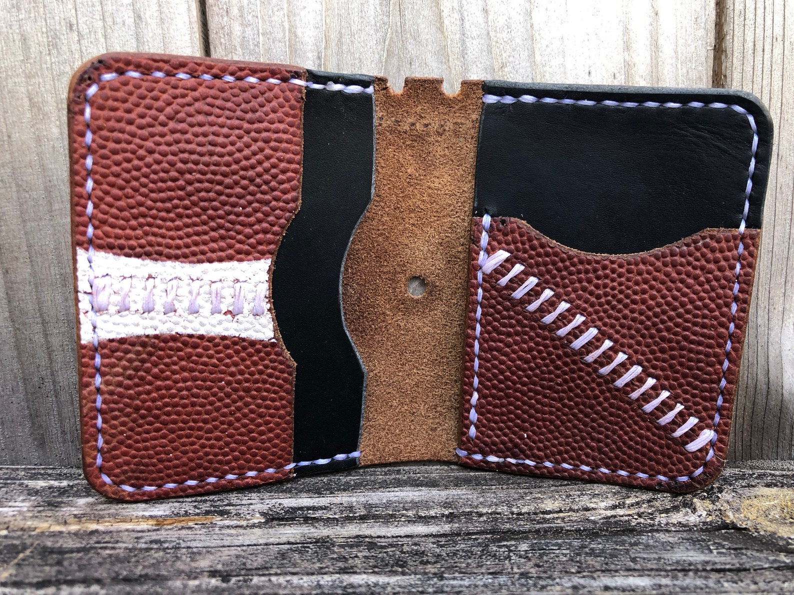 Wilson 1201 Football Leather Wallet Minimalist Front Etsy