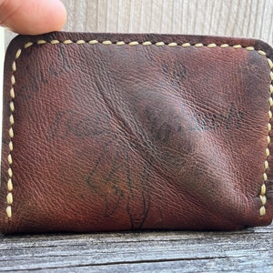 Cartera de cuero con guante de béisbol autógrafo Wilson "BALL HAWK" A2164 hecha a mano y tarjetero