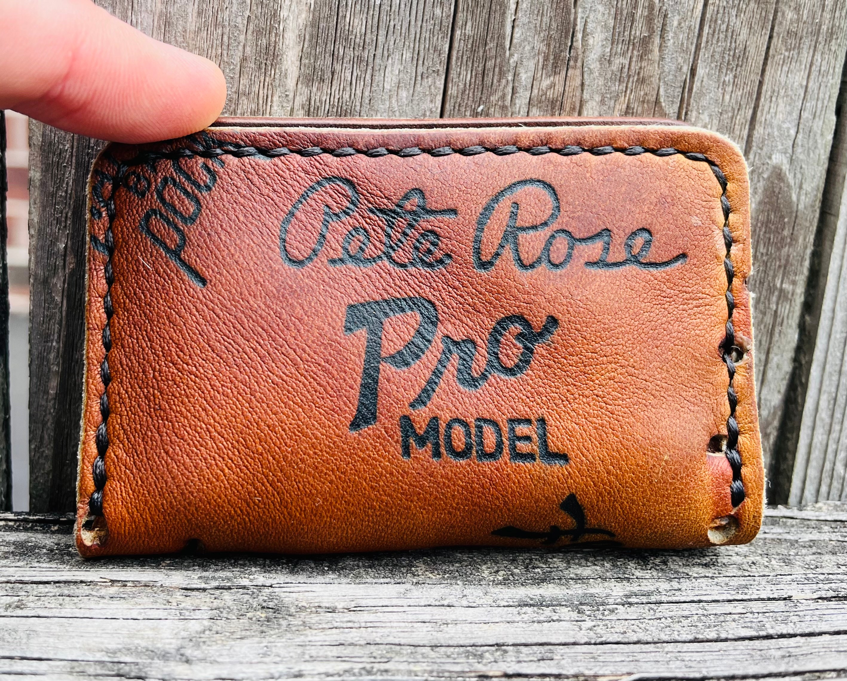 Handmade Vintage Pete Rose - Macgregor M22T Autograph Pro Model Baseball Glove Minimalist Wallet - True Minimalist Wallet