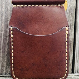 Cartera minimalista de cuero Horween hecha a mano - Clip para billetes - Clip de resorte de acero inoxidable